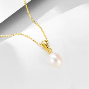 Высокое качество 8 мм 9 мм 10 мм класс 925 стерлингового серебра перламутровый кулон ожерелье