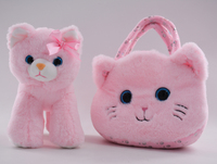 Chine usine OEM ODM coloré Sequin chat sac à main rose Kitty peluche sac à main jouets
