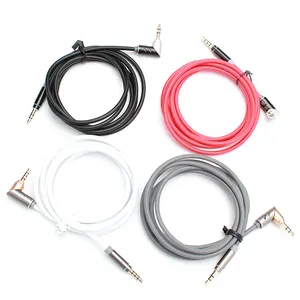 High quality 3.5mm metal gold end 180 degree free rotation flexible 4-pole aux cable audio cable for mobile car
