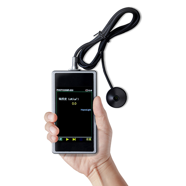 Portable PHOTO200IR 850nm 940nm Spectral Irradiance Meter IR Radiometer 3.5" LCD Touch Screen 12V Lithium Battery (2500mAh) 12H