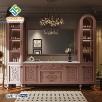 Ensemble de meuble-lavabo mural moderne en bois massif avec évier en cuivre, écologique, avec robinet, pour chambre, maison, bar, hôpital (OEM)