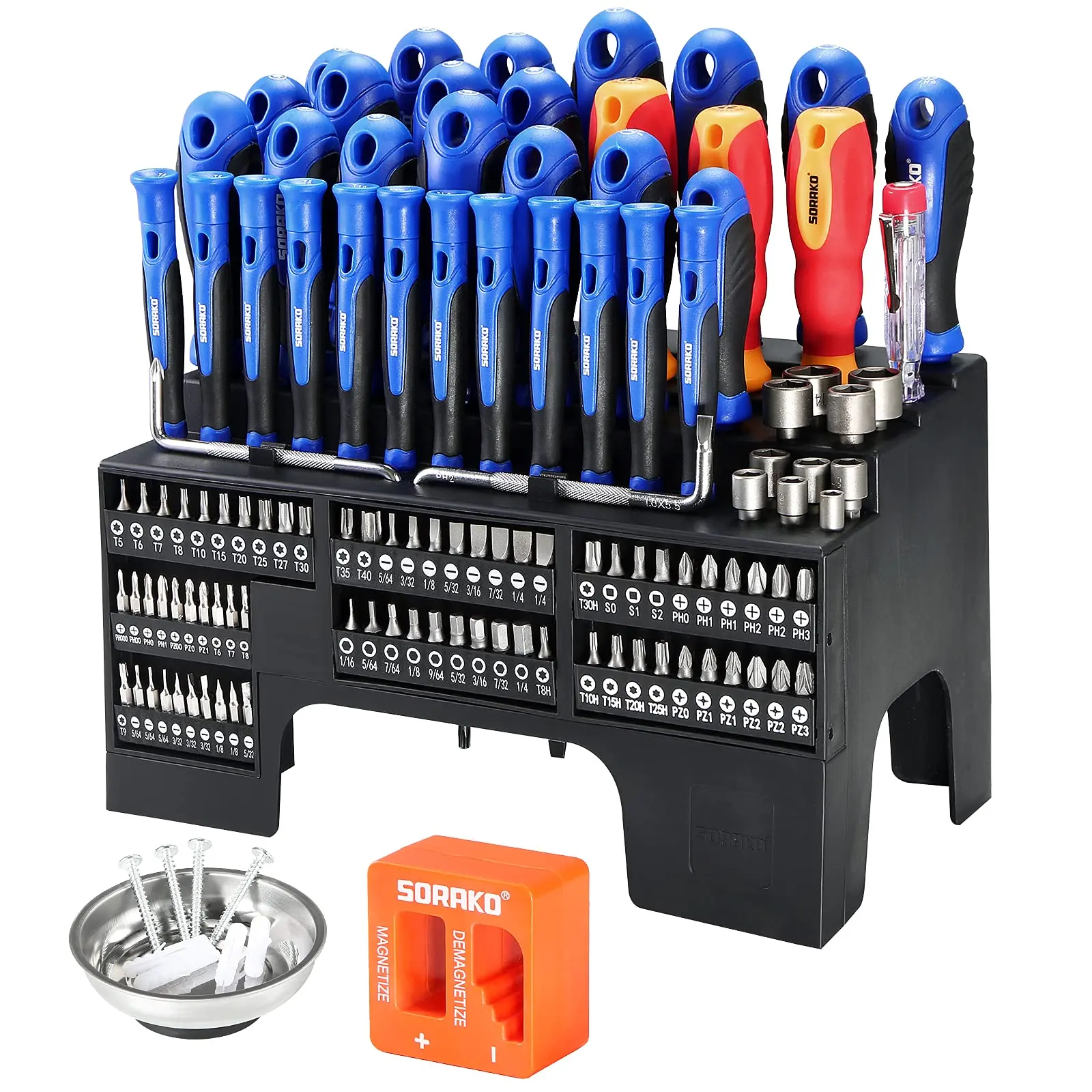 SORAKO HYCHIKA 118 Piece Magnetic Screwdriver Set with Plastic Racking Precision Screwdriver Kit
