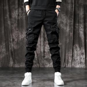 Spring and Autumn Trendy Men's Cargo Slim <b>Fit</b> <b>Jogger</b> Cool Long American Style Multi-Pocket <b>Skinny</b> 2024 Black Pants - Product Image 6
