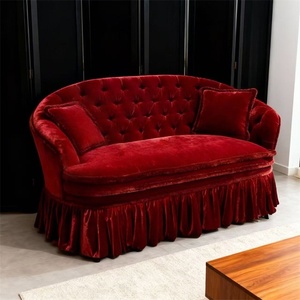 Canapé Yicheng Beauty de style Empire français pour salon, capitonné <span class=keywords><strong>à</strong></span> boutons, rouge, avec pompons, idéal pour hall d'hôtel, en vente - Product Image 3