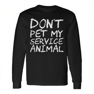 Maglietta a maniche lunghe con stampa Don't Pet My Service Animal, nera, taglia unisex per adulti - Product Image 2