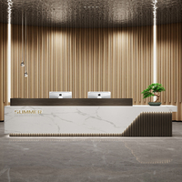 Réception en bois Q208 Business Crafted Texture Modern Esthétique Corporate Office Boutiques Salons Welcome Front Counter