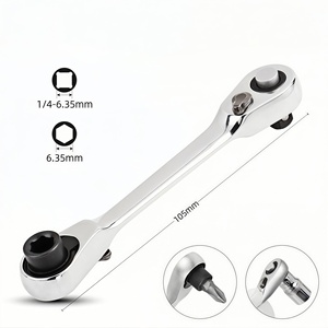 Clé à cliquet mini 1/4, porte-embouts et douilles 2-en-1, 72 dents directionnelles, en acier Cr-V, à dégagement rapide pour réparation dans les espaces restreints - Product Image 5