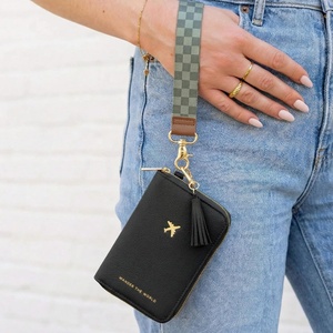 Custom Leather Passport Holder Wallet RFID Travel Business Credit Card Protector Passport Cover with <b>Wristlet</b> Strap - Product Image 6