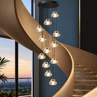 Lustre suspendu élégant en verre pour hall d'hôtel, villa, plafond haut – Prix usine de gros
