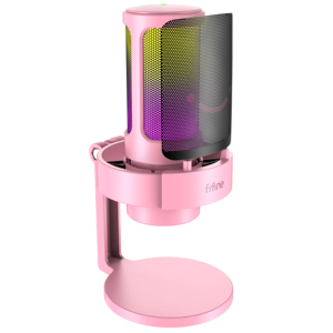 Microphone de jeu professionnel <span class=keywords><strong>Fifine</strong></span> <span class=keywords><strong>A8</strong></span> RGB rose USB à condensateur pour diffusion en direct, enregistrement en studio et enseignement - Product Image 1