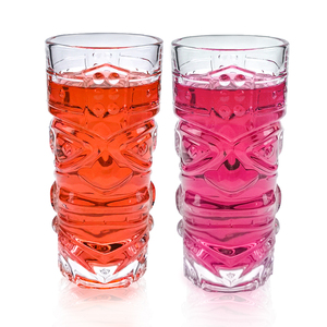 Tiki Style 410ml Highball Glass Vaso de agua elegante ecológico con patrón de mueca de cristal sin plomo Diseño único - Product Image 4