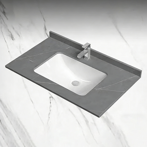 Meuble-lavabo <span class=keywords><strong>de</strong></span> salle <span class=keywords><strong>de</strong></span> bain moderne <span class=keywords><strong>de</strong></span> luxe en céramique frittée avec vasque simple en céramique pour hôtels et appartements - Product Image 1
