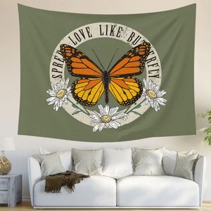 Tapiz Decorativo de Pared con Diseño de Mariposas Psicodélicas, Hongos Mágicos, Astrología, Luna Negra y Estrellas - Product Image 3