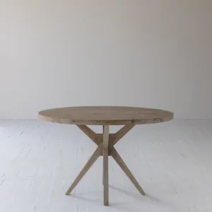 Eco European classic mid century vintage restaurant furniture recycled pine solid wooden round dining table