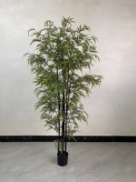 Jardinière en bambou artificiel résistante aux UV pour l'aménagement extérieur, avec design Bonsaï et écran