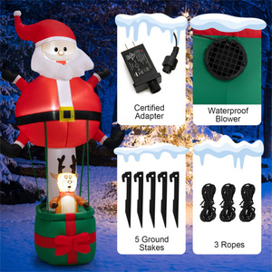 Décoration de Noël gonflable Père Noël et rennes de 2,4 m avec éclairage, alimentation secteur, support de montage, style traditionnel - Product Image 6