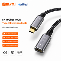 Câble d'extension USB4 Type-C en nylon tressé, 40 Gbps, vidéo 8K, charge PD 100 W, prise plaquée or, compatible avec la station d'accueil Thunderbolt 4