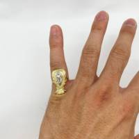 Duyizhao – Nouvelle collection : Bague Sac d'Argent Plaqué Or 14 carats, Design Hip Hop Tendance et Personnalisé pour Hommes et Femmes
