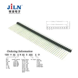 Pin Header Connector 2.00 Pitch H2 Single Row 180 Degree PA6T Electronic Pin Headers Male Female Connector Black + Silver 1000M