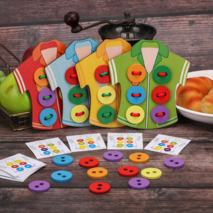 Fabricante venta directa de los niños educativos de madera niño coser botones enseñanza temprana juguetes al por mayor creativa - Product Image 3