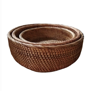 ตะกร้าหวายทรงกลมพร้อมฝาปิด,ตะกร้าหวายแบบดั้งเดิมจากเวียดนามเริ่มจำหน่ายแล้ว - Product Image 2