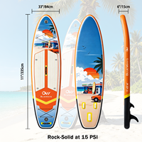 Planche à pagaie gonflable Premium 11 pieds x 33 pouces avec imprimé café rétro et pompe, BLUEWAYS Golden Hour SUP pour inspirations océaniques