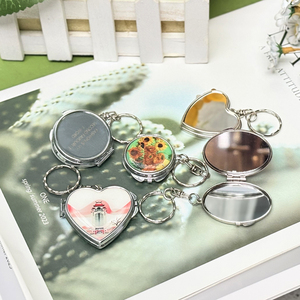 JIESMART Custom Logo Private Label Cartoon Style Folding Mirror Travel Pocket Mirror Small Square Heart-Shaped Mini Mirror