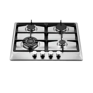 Table de cuisson à gaz encastrable avec allumage électrique par batterie, 4 brûleurs, panneau en acier inoxydable, protection anti-flamme, vanne de sécurité, hôtel, usage domestique - Product Image 1