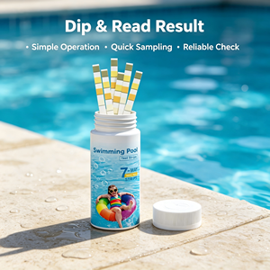 Bandelettes de <span class=keywords><strong>test</strong></span> 7-en-1 pour <span class=keywords><strong>piscine</strong></span> : chlore, pH, dureté, alcalinité, <span class=keywords><strong>acide</strong></span> <span class=keywords><strong>cyanurique</strong></span> pour l'entretien de l'eau des spas, bains à remous et jacuzzis - Product Image 3