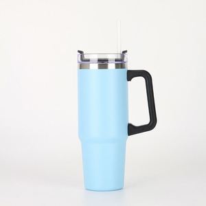 Gobelet de voyage compact et portable en acier inoxydable de 20 oz, isolé sous vide, avec poignée et paille - Product Image 3
