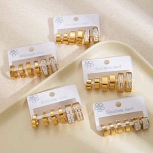 New Fashion Diamond Encrusted <b>Earrings</b> Set Unique European and American Style Light Luxury Versatile Hoop <b>Earrings</b> - Product Image 1
