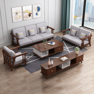 Nordic Solid Wood <b>Sofa</b> Set L-Shaped Natural Wood Color Storage Living Room Furniture - Product Image 3