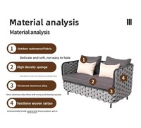Ensemble de meubles d'extérieur en aluminium, style minimaliste moderne, résistant aux intempéries, avec canapé et table modulaires