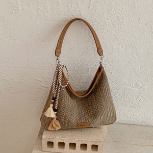 Bohemian Jute Shoulder Bag With <b>Tassel</b> Decoration Single Strap Open Closure <b>For</b> Daily Use All Seasons - Product Image 2