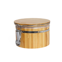 Frascos grandes de vidrio de borosilicato con tapa de madera de bambú, macetas selladas