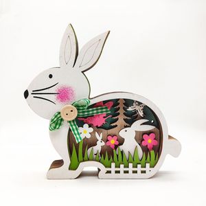 Adornos de Conejito de Madera Coloridos y Brillantes, Conejo de Madera para Pascua, Decoración Artesanal para el Hogar y Escritorio, Regalo Personalizado de Cumpleaños o Festividades - Product Image 2