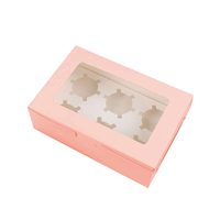Boîte d'emballage de papier rose avec fenêtre pour gâteau muffin aux œufs recyclable de luxe avec logo personnalisé