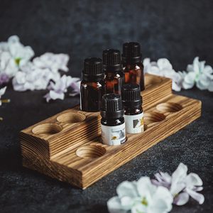 Estante de almacenamiento de madera para botellas de aceites esenciales, expositor multicompartimento para cosméticos, expositor de ventana, mostrador - Product Image 2