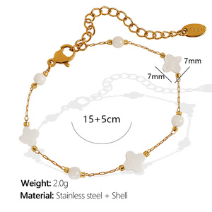 Set di braccialetti <span class=keywords><strong>con</strong></span> conchiglia <span class=keywords><strong>in</strong></span> acciaio al titanio, piccola stella colorata, catena <span class=keywords><strong>in</strong></span> <span class=keywords><strong>oro</strong></span> - Product Image 2