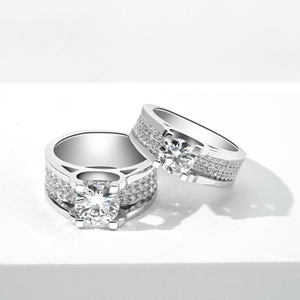 Sterling Silver 14k 18K Gold Plated Jewelry Rings Round Shape 2ct Moissanite <strong>Stone</strong> 925 Silver Men's Ring - Product Image 2