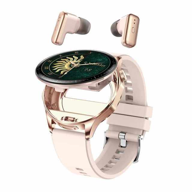 Hidden Headphone 2-in-1 Wristwatch T98 Wireless Earphones Waterproof Heart Rate Music Player Large Battery Smart Watch