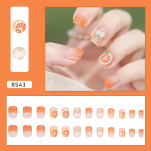 Gradient orange vibrant et ludique en gros bon marché d'usine avec nœud papillon et <span class=keywords><strong>autocollants</strong></span> pour <span class=keywords><strong>ongles</strong></span> détachables mignons, 24 pièces - Product Image 3