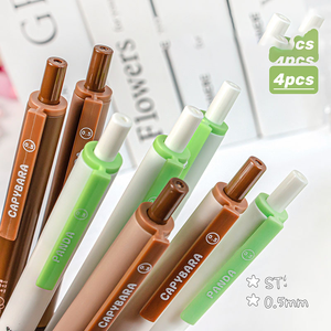 Коробка из четырех гелевых ручек для проталкивания, набор шариковых ручек для студентов, симпатичная гелевая ручка, 0,5 мм, черная заправка, канцелярские принадлежности для офиса и школы - Product Image 3