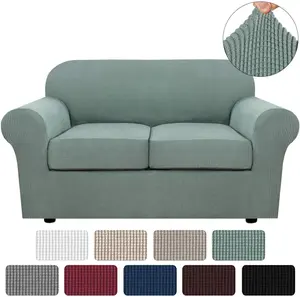 Newest 3 Pieces Couch Covers for 2 Cushion Couch Stretch Sofa Slipcover with 2 Extra Large Seat Cushion Covers