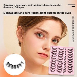 <span class=keywords><strong>Faux</strong></span> <span class=keywords><strong>cils</strong></span> russes faits à la main, <span class=keywords><strong>effet</strong></span> 3D, lot de 10 paires, en cheveux synthétiques, réutilisables, épais aux extrémités, recourbés - Product Image 5