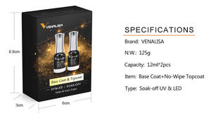 2PCS 12ML Venalisa Nail Art <span class=keywords><strong>Manucure</strong></span> Bonder Water Base Coat No-Wipe Top Coat Enamel Nail Polish UV Gel Kit - Product Image 5