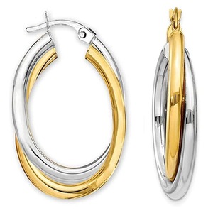 Orecchini a Cerchio Bicolore da Donna, Gioielli Minimalisti alla Moda con Doppio Strato Lucido e Blocchi di Colore per Night Club - Product Image 1