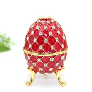 SHINNYGIFTS Easter Gift Wedding Favor Metal Egg Shape trinket box Enameled Jewelry Gift Box Wholesales