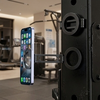 Support de téléphone en aluminium à double anneau 180 °   Support de téléphone magnétique pliable multi-angles avec aimant puissant pour bureau, salle de sport, entraînement et prise de vue