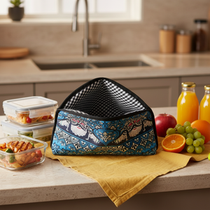 Bolsa Redonda para <span class=keywords><strong>Pizza</strong></span> Reutilizable - Bolsa Térmica Plegable para Entrega de <span class=keywords><strong>Pizza</strong></span> y Picnic, Diseño Boho Mandala de Doble Cara - Product Image 2